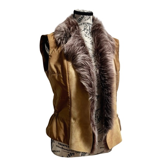 Ermanno Scervino  Women’s Brown Leather Faux Fur Vest. Size 8 - Picture 8 of 10